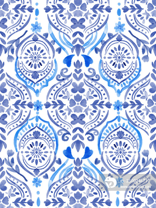 Blue pattern abstract beautiful mediterranian splash ceramic tile italian  painting Texture decorati