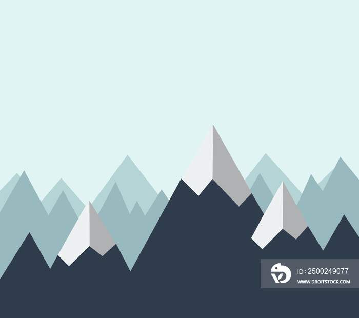 Simple illustration , graphic with mountains. Image, button card.