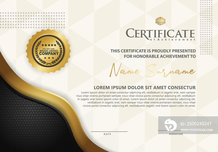 certificate template with luxury and texture pattern background