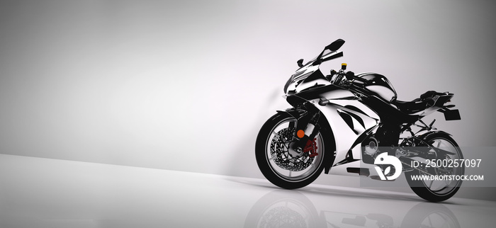 Sports motorcycle on white background.
