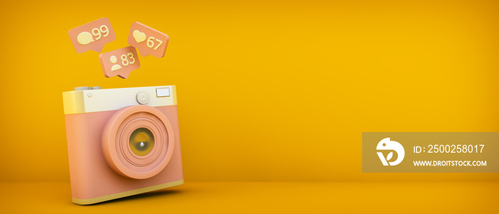 retro camera 3d rendering