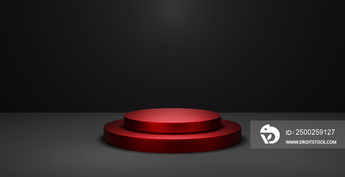 Red platform for showing product. 3d rendering