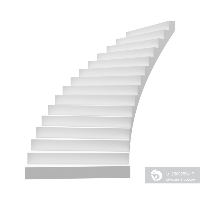 金融商业概念中白色背景上隔离的螺旋楼梯。3d抽象插图