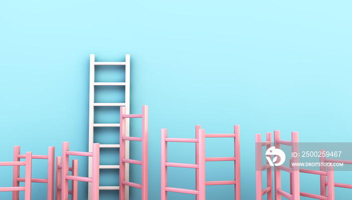 pink ladder collection on blue background