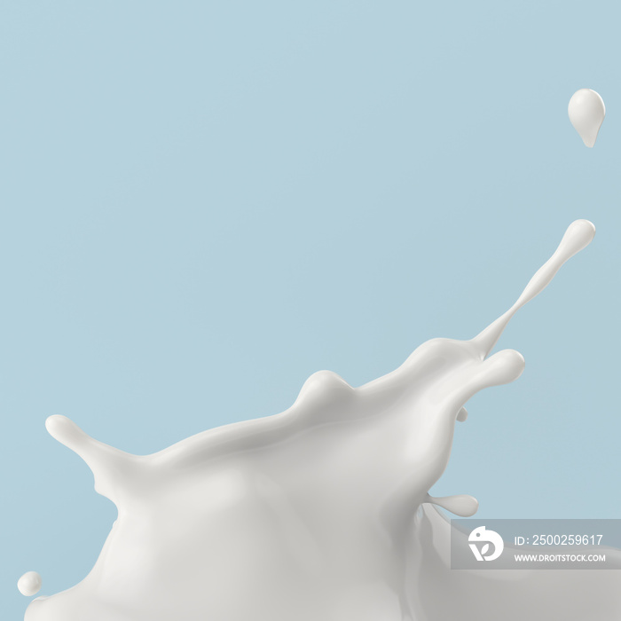 milk or yogurt splash, 3d illustration.