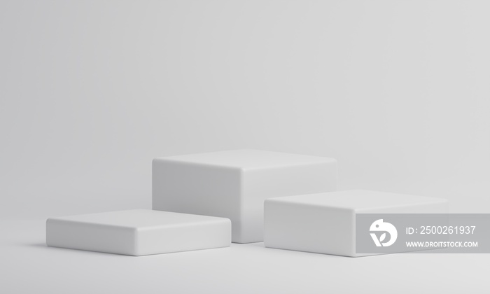 White rectangle cube product showcase table on isolate background. Abstract minimal geometry concept