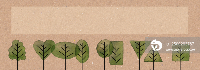 Kraft paper header with watercolor trees