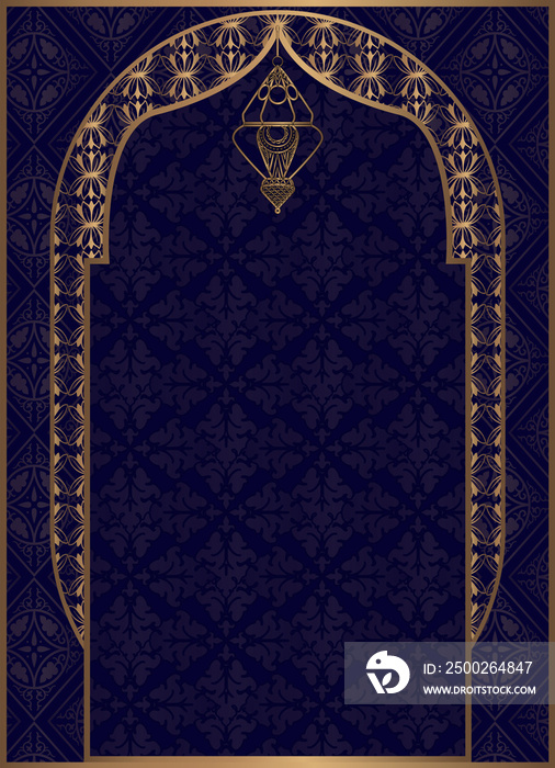 Muslim prayer rug illustration design. Arab decorative ornament. textile products