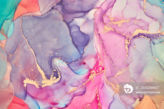 Alcohol ink colors translucent. Abstract multicolored marble texture background. Design wrapping pap