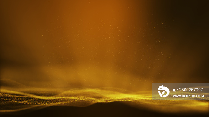 暗黄金色抽象动画背景，带有移动和闪烁的粒子。