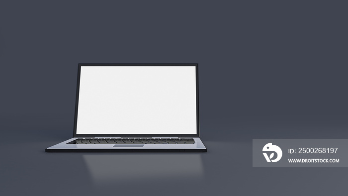 3d rendering image of laptop on dark gray background