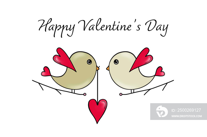 Valentines Day card with love birds