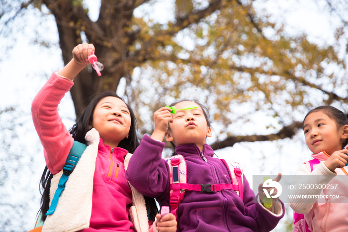 小学生在户外玩耍