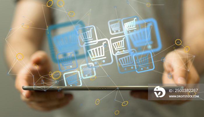 Shopping Cart Flat Design E-Commerce Icon - connection