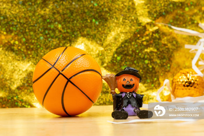 Basketball Halloween with basketball and pumpkins ghost