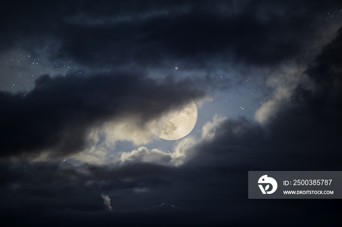 Cloudy full moon sky