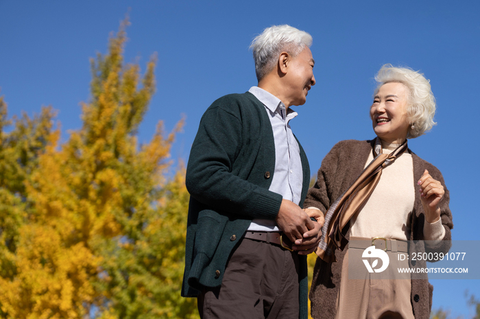 户外时尚的老年夫妇