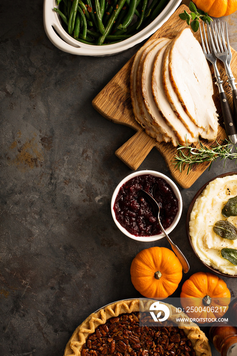 Thanksgiving table overhead shot