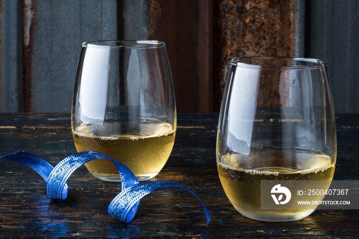 White Wine in Stemless Glassware