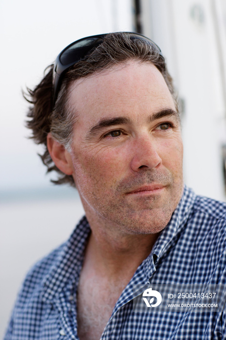 Portrait of man on sailboat