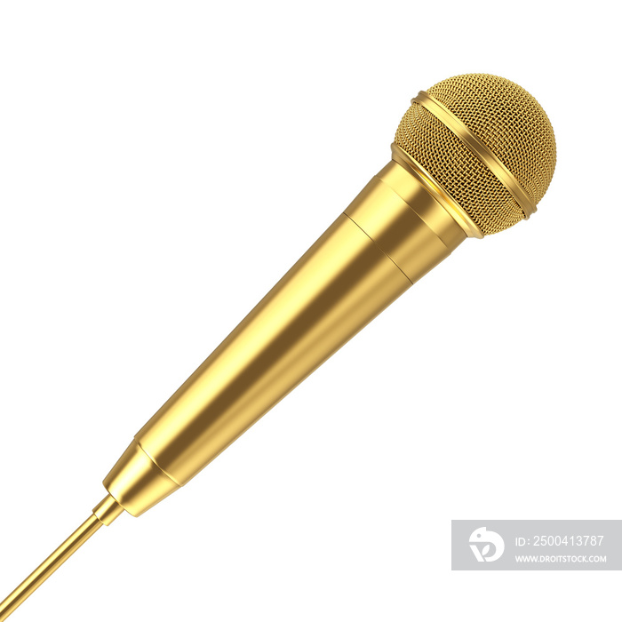 Golden Metal Modern Microphone. 3d Rendering