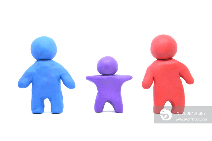 plasticine clay  happy family isolated on the white