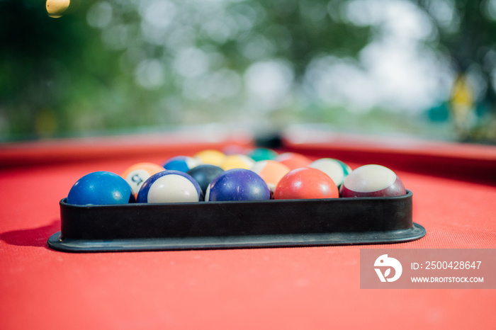 Billiard balls on a table