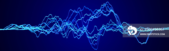 具有动态波浪的抽象背景。大数据可视化。声波元素。技术等同