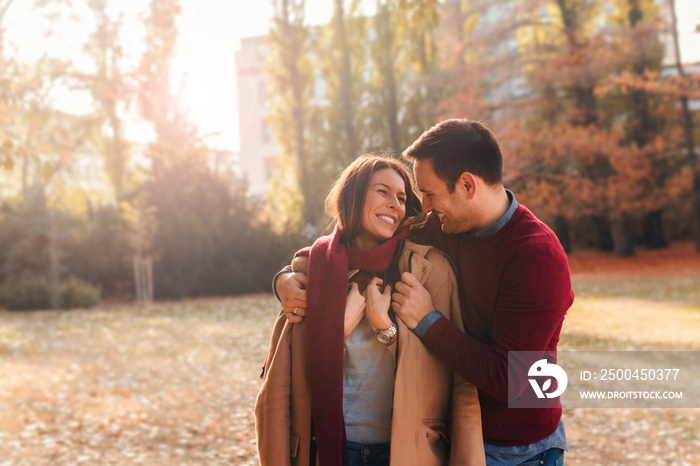 Couple on autumn walk