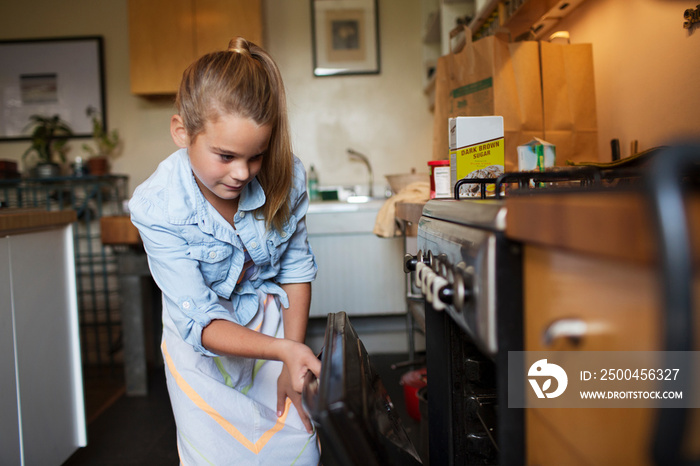 Girl baking in kitchen