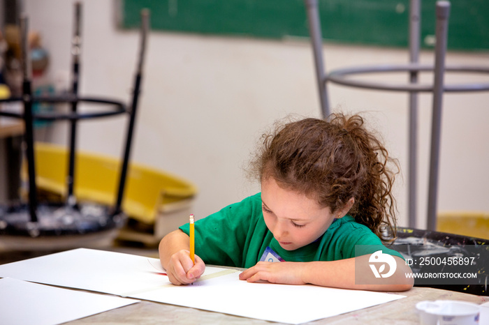 Young girl drawing