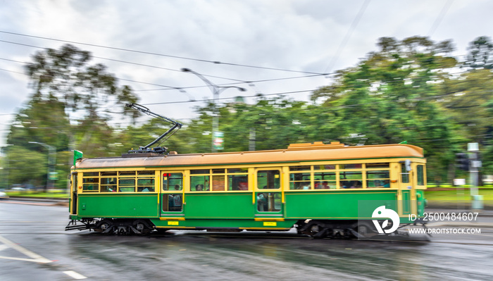 Heritage tram on La Trobe Street in Melbourne, Australia