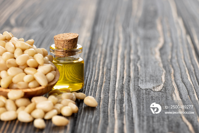 cedar oil in glass bottle