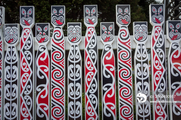 maori decorations on wood