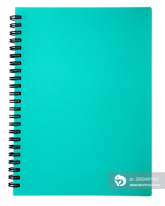 白色背景下隔离的蓝色笔记本