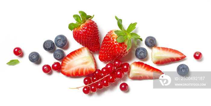 various berries on white background