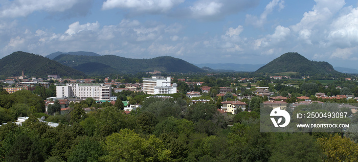 Panoramic view of abano terme and colli euganei. Padova, Italy