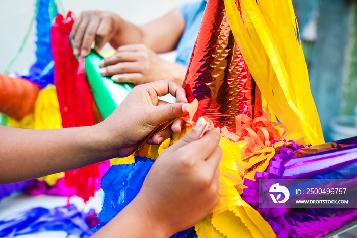 Making a Mexican Piñata handmade for posadas in Christmas in Mexico