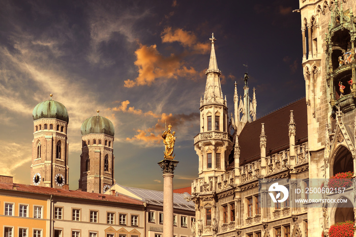 Munich Marienplatz, in dramatic light