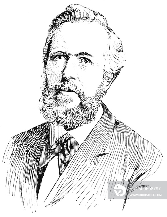 德国动物学家、博物学家、优生学家、哲学家、医生、教授Ernst Haeckel的肖像