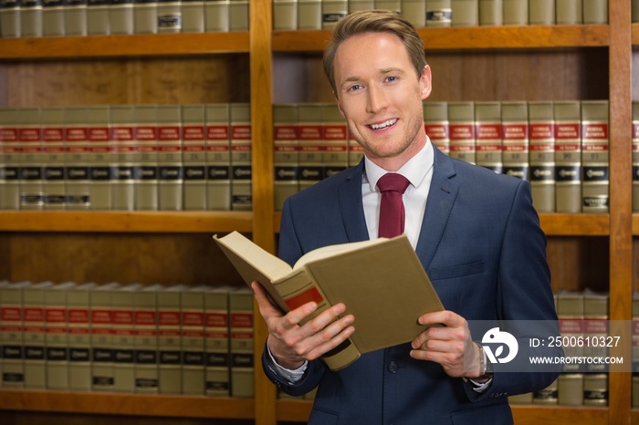 法律图书馆里的英俊律师