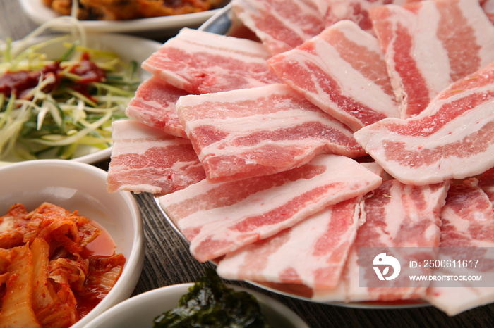 Korean frozen pork belly. 한상차림 냉동 삼겹살