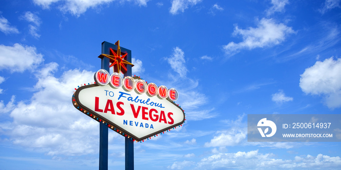 Welcome to fabulous Las Vegas Nevada sign on blue sky background