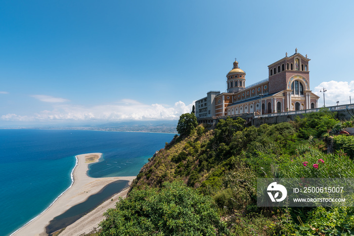 The famous sanctuary and the beach in Tindari, Sicily