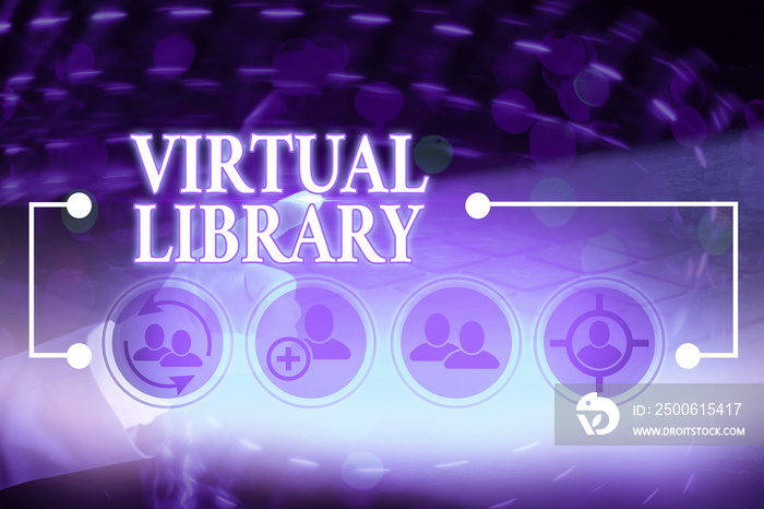 显示虚拟图书馆的书面说明。comp上可用资源收集的商业概念