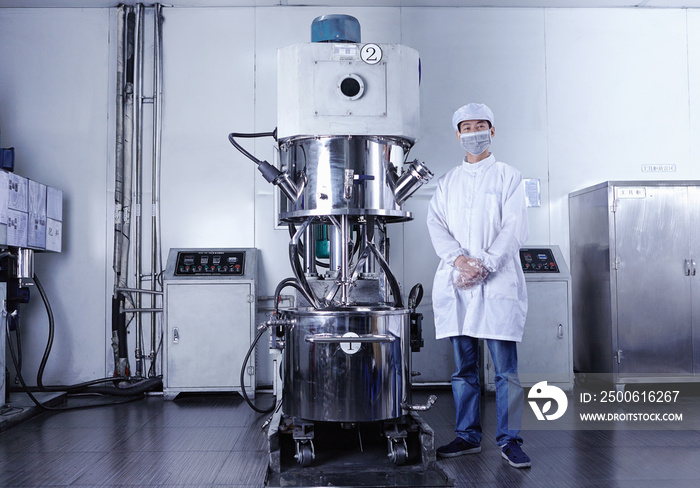 Worker at e-cigarettes battery factory, Guangdong, China