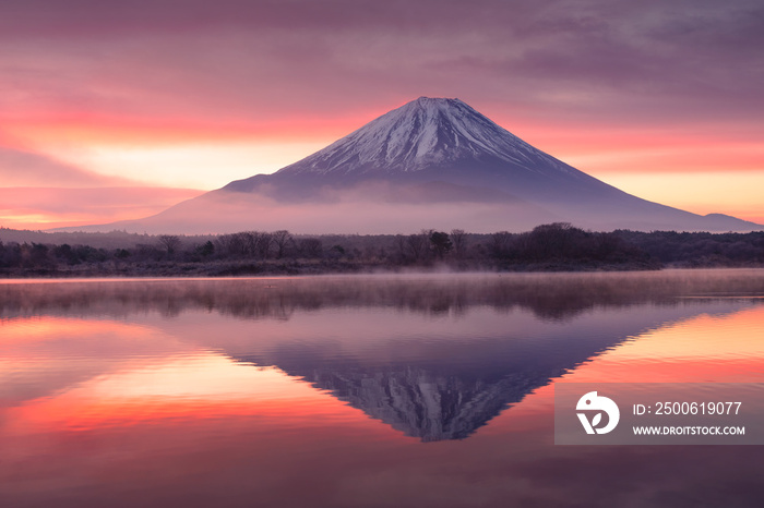 朝靄の富士山