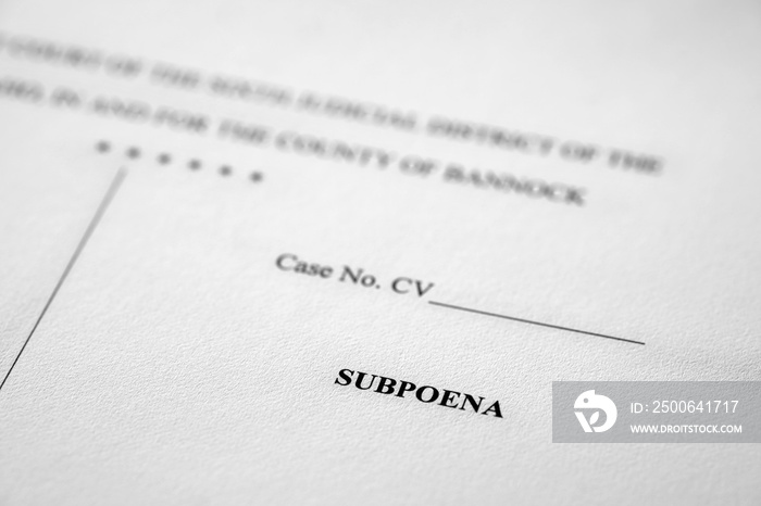 Legal Pleadings Court Papers Law Subpoena