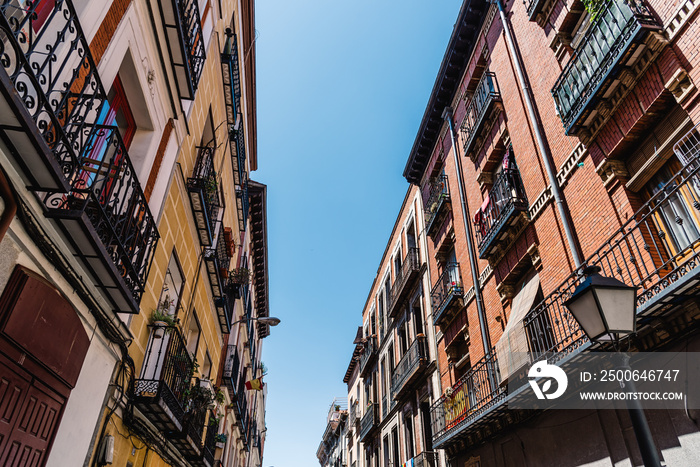 Cityscape of Malasana district in Madrid