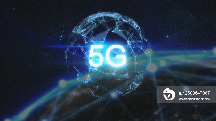 Concept of future technology 5G network wireless systems and internet of things